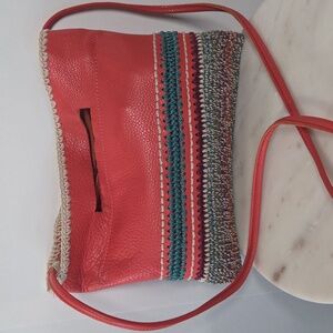 The Sak Coral Leather And Hand Crocheted Crossbody Bag